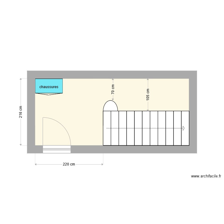 Entrée Appartement Beauzelle. Plan de 1 pièce et 11 m2