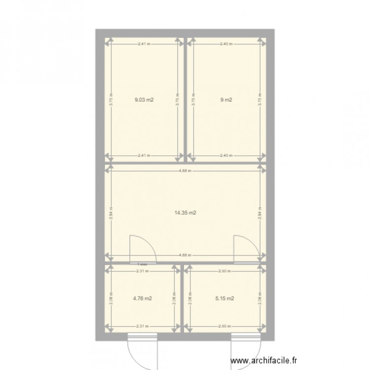 salle espion. Plan de 5 pièces et 42 m2