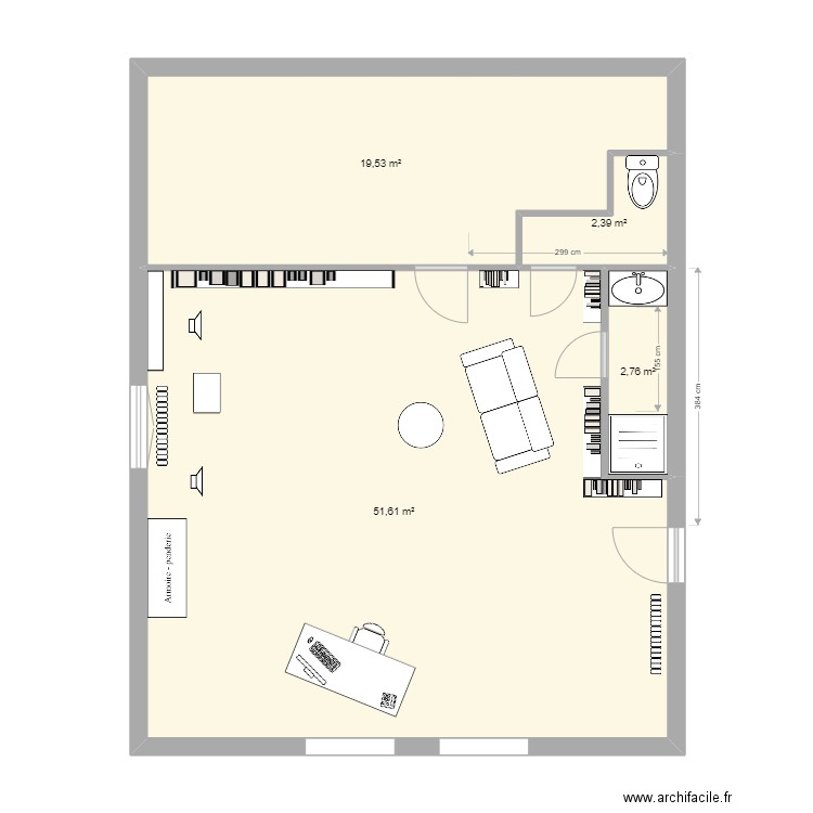 sdb haut v4. Plan de 4 pièces et 76 m2