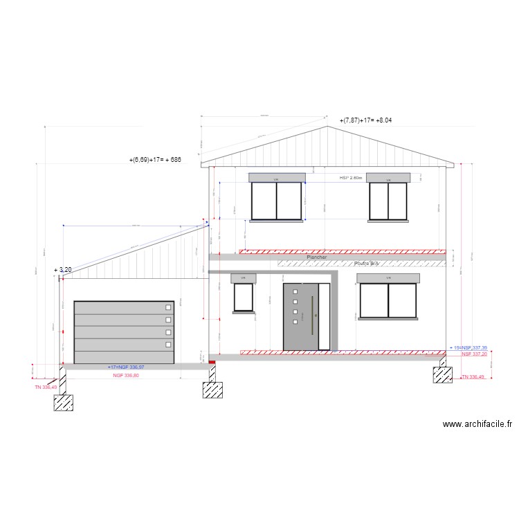 Coupe Hauteur Etage . Plan de 0 pièce et 0 m2