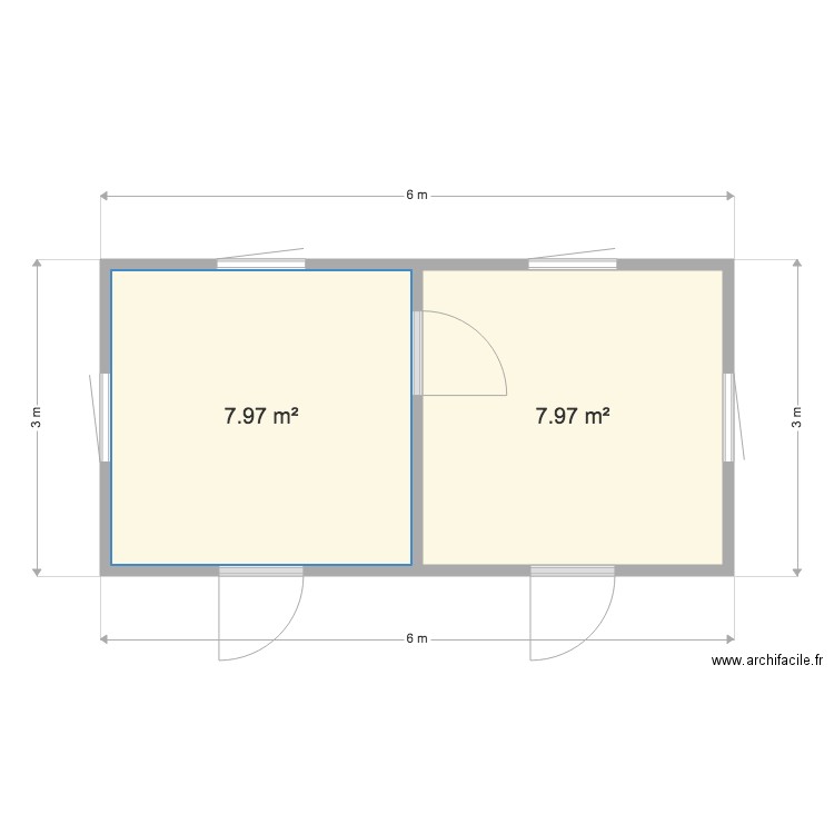 Bureau administratifs double. Plan de 0 pièce et 0 m2