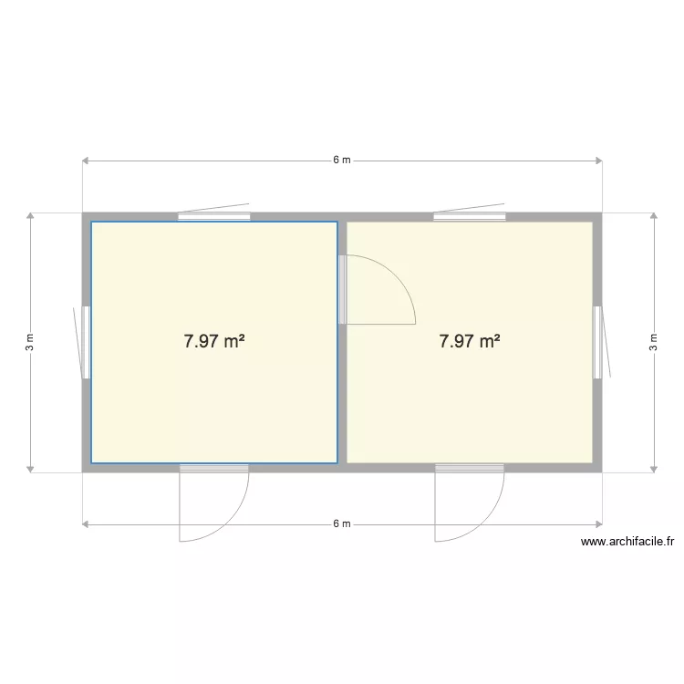 Bureau administratifs double. Plan de 