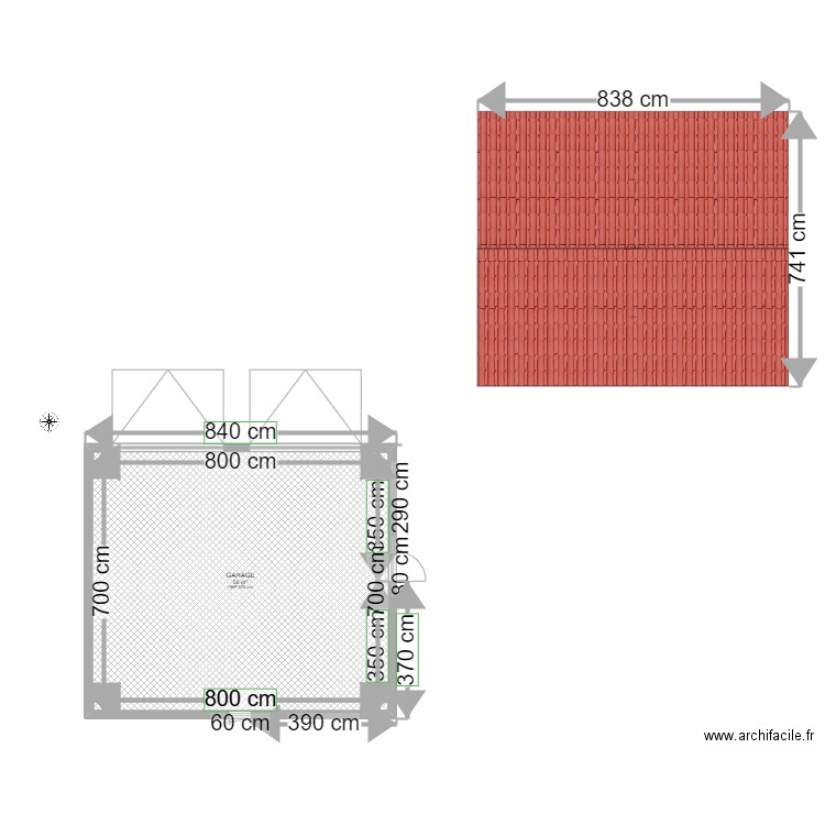 GARAGE 8X7. Plan de 1 pièce et 56 m2