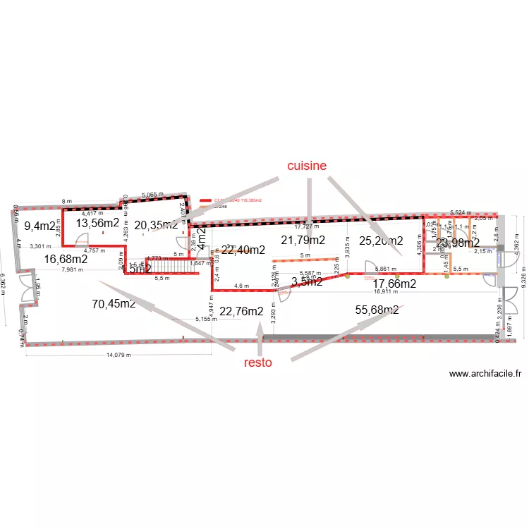 int&eacute;rieur cloisons. Plan de 