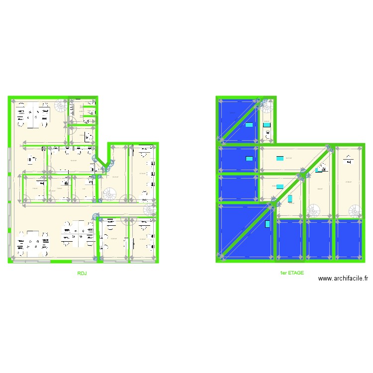 Restaurant - coworking. Plan de 26 pièces et 401 m2