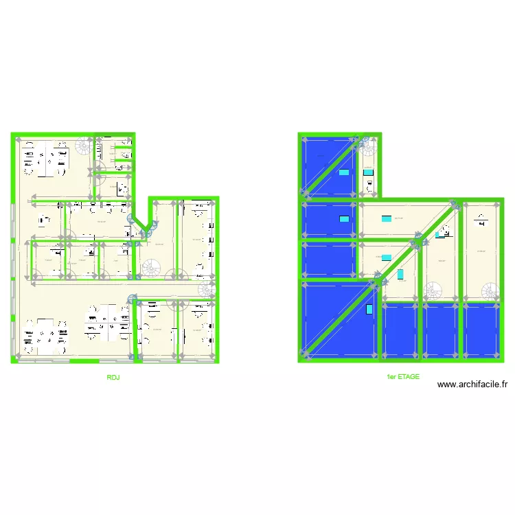 Restaurant - coworking. Plan de 