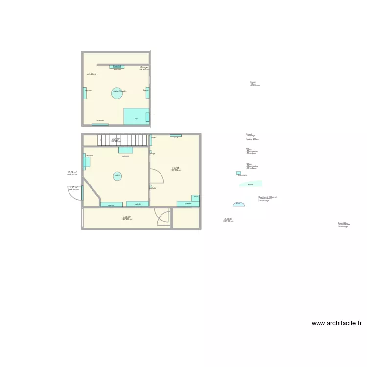 Dinan TirNaNog Decors. Plan de 7  et 68 m²
