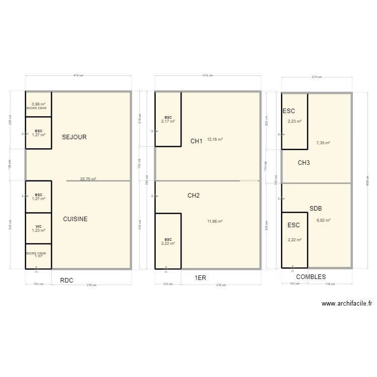 PLAN ROUEN. Plan de 14 pièces et 76 m2