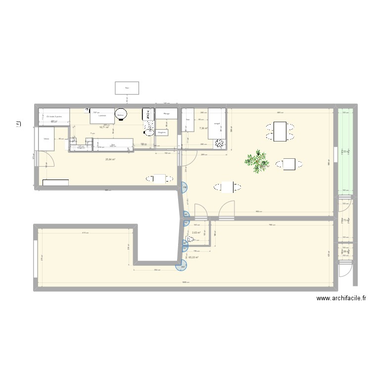 Patisserie B. Plan de 9 pièces et 186 m2