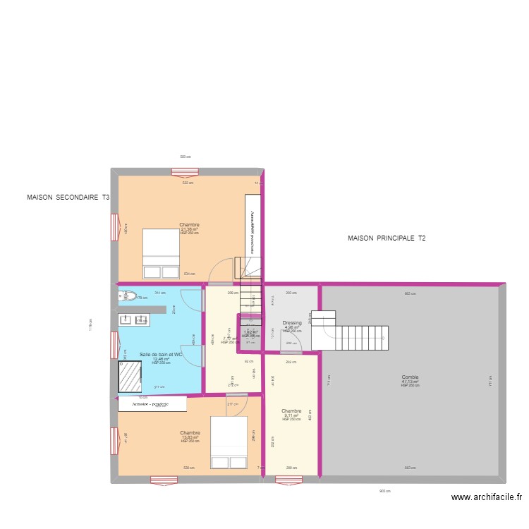 plan étage MAISON PUJOLS. Plan de 8 pièces et 119 m2