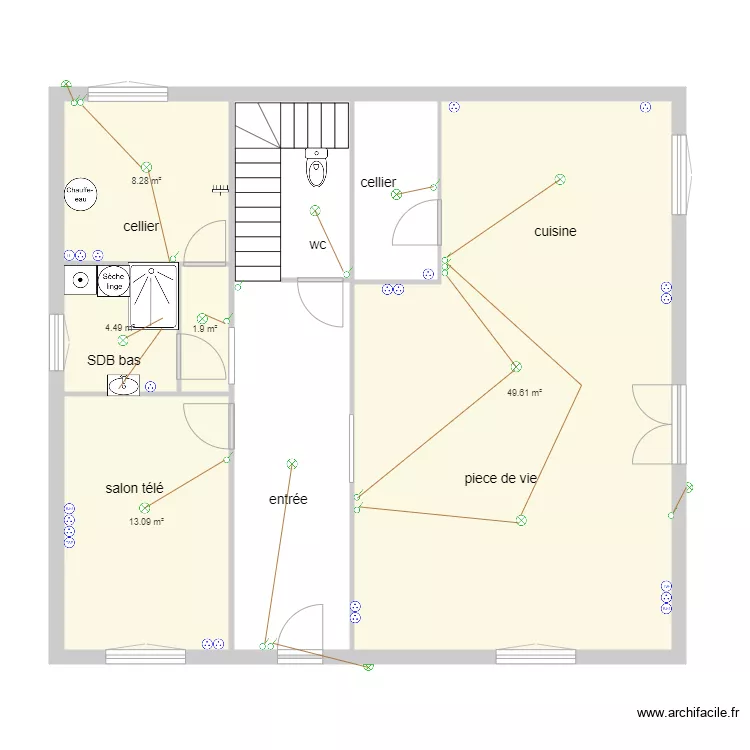 rez de chauss&eacute;e millet. Plan de 