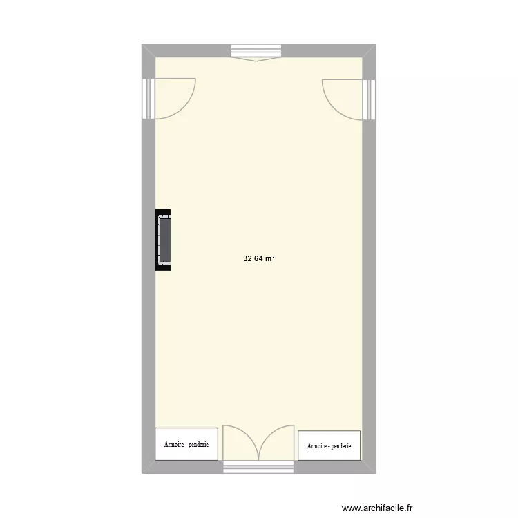 S&eacute;jour. Plan de 1 Pièce et 33 m²