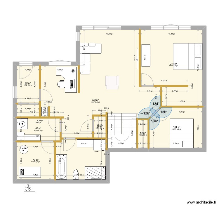 ALAIN FINAL - rez de jardins - copie. Plan de 8 pièces et 100 m2