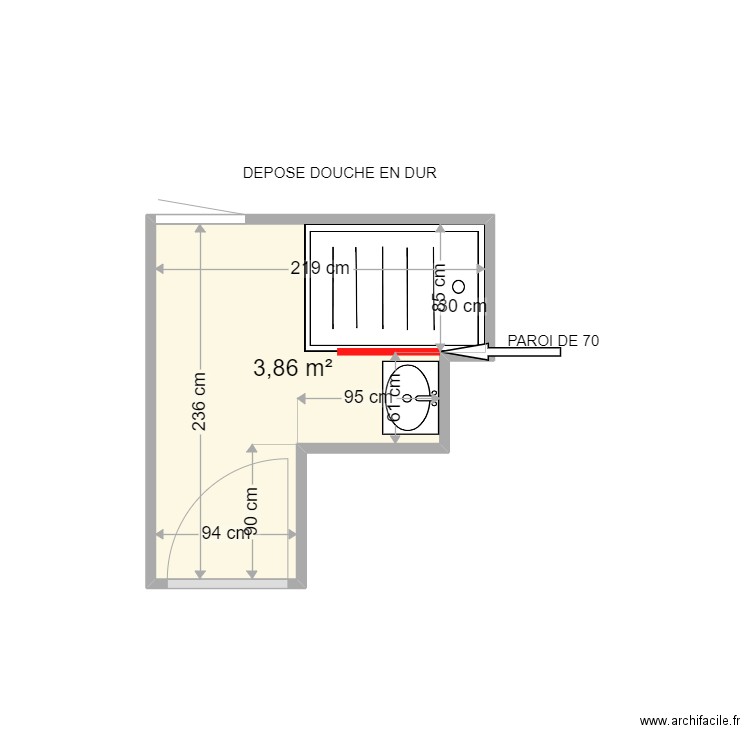 LEBAS MIREILLE . Plan de 1 pièce et 4 m2