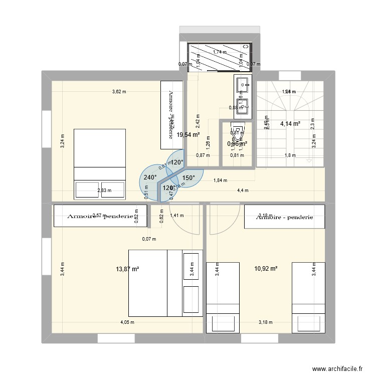 ROCHER. Plan de 22 pièces et 261 m2