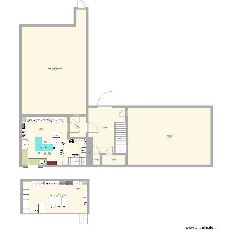 boulot. Plan de 11 pièces et 273 m2