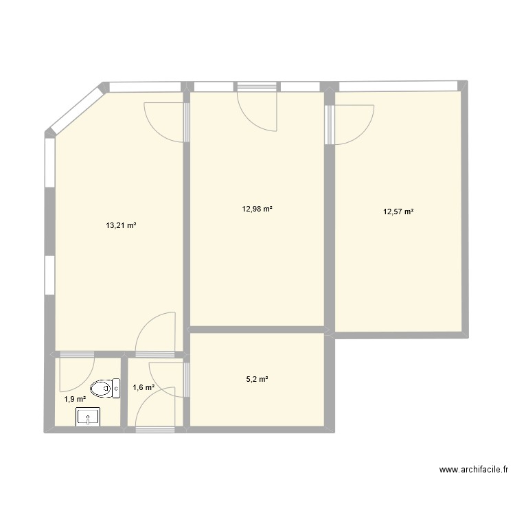 Champlan bureau. Plan de 6 pièces et 47 m2