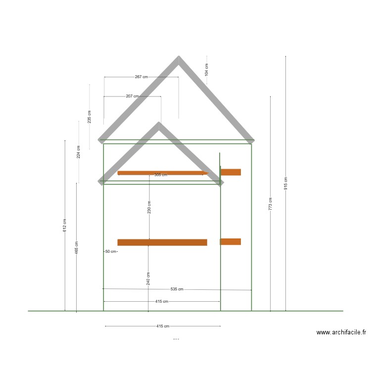 plan coupe laterale option basse. Plan de 0 pièce et 0 m2