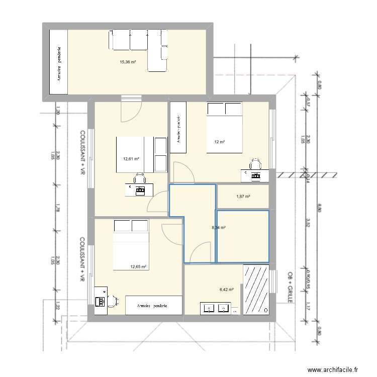 planetage. Plan de 7 pièces et 69 m2