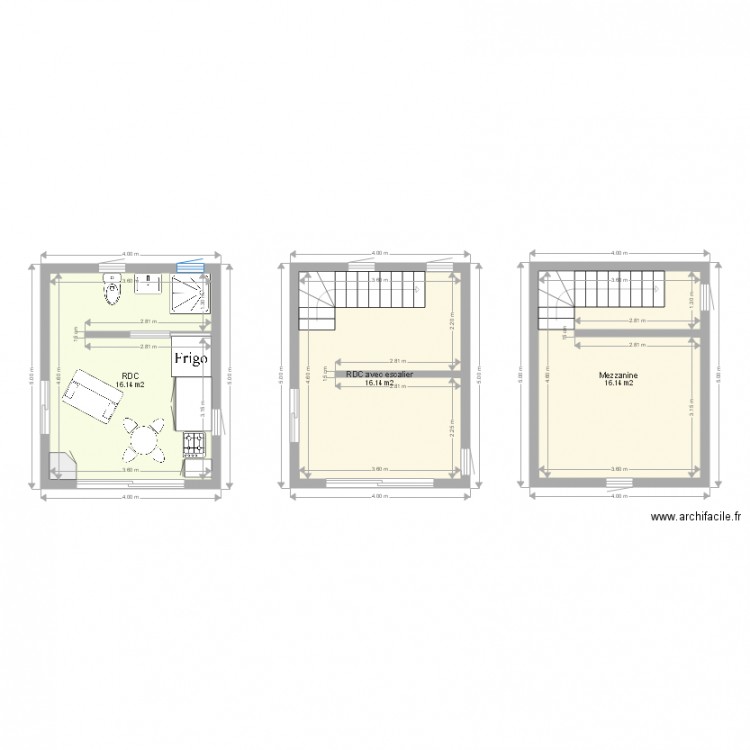 Bungalow 20m2 avec mezzanine. Plan de 0 pièce et 0 m2