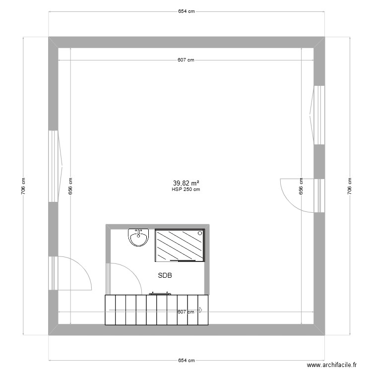 CASEZ MARCQ. Plan de 1 pièce et 40 m2