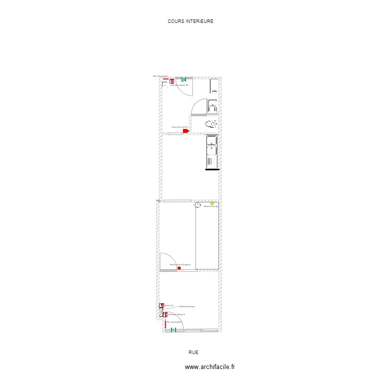 VILLEURBANNE SECU. Plan de 5 pièces et 38 m2