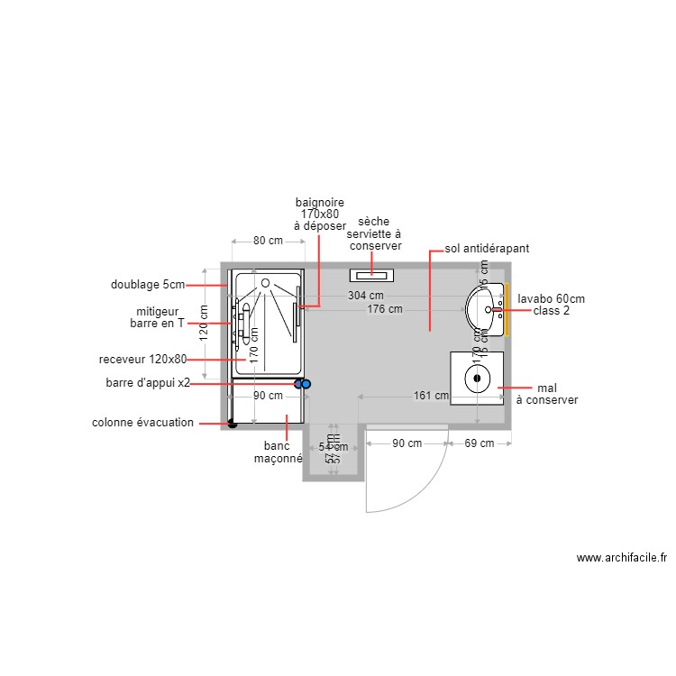 afri 5946. Plan de 1 pièce et 5 m2