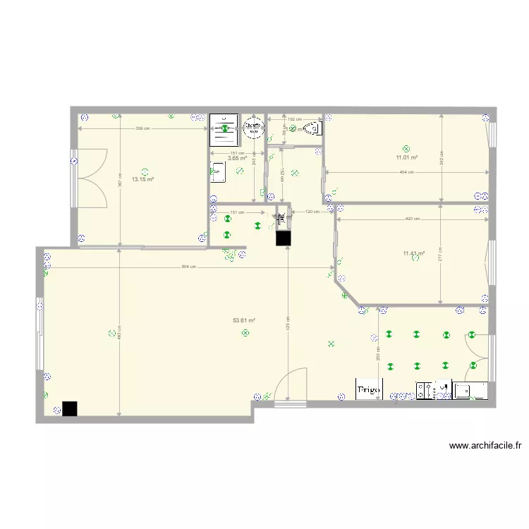 plan Paquet cot&eacute;. Plan de 
