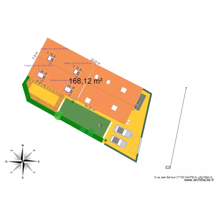plan toiture haut apr&egrave;s v&eacute;lux. Plan de 