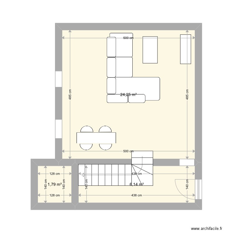 Le houlme . Plan de 3 pièces et 32 m2