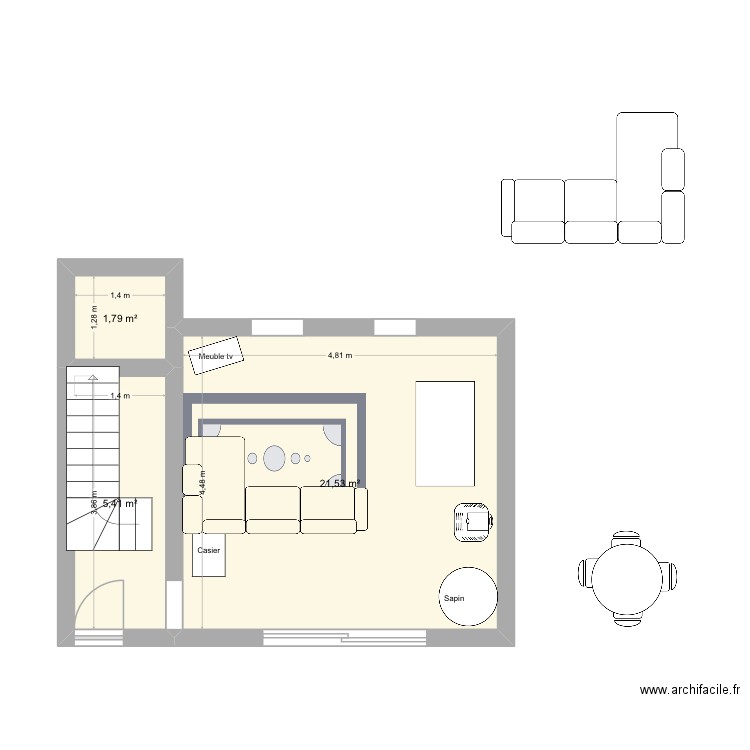 Le houlme. Plan de 3 pièces et 29 m2