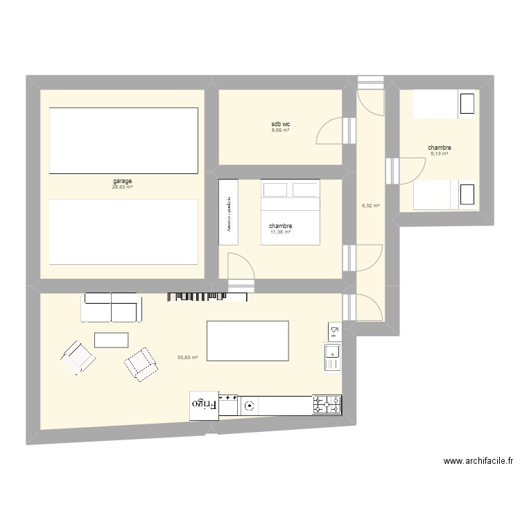 gardien montastruc. Plan de 6 pièces et 100 m2