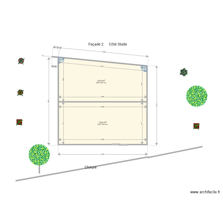 Meublé Façade 2. Plan de 0 pièce et 0 m2