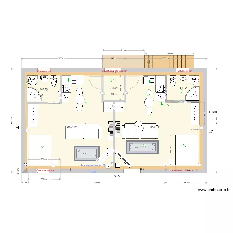 Ecurie Etage Pinceloup Option7 entree nord. Plan de 