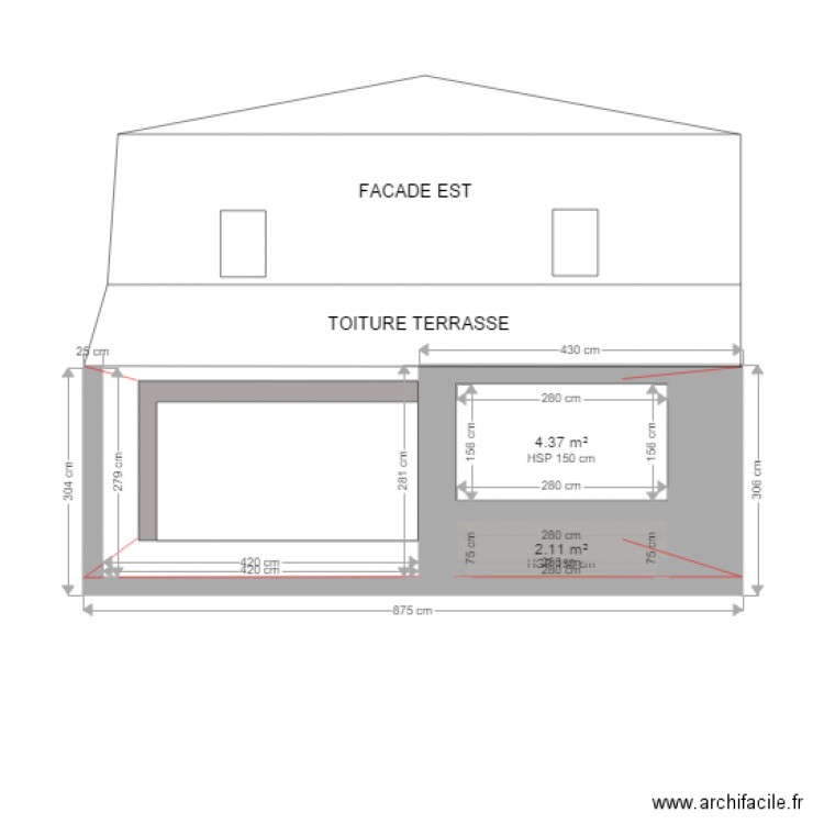 plan de FACADE APRES. Plan de 0 pièce et 0 m2