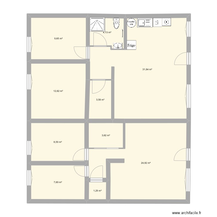 Plan etage 2. Plan de 10 pièces et 108 m2
