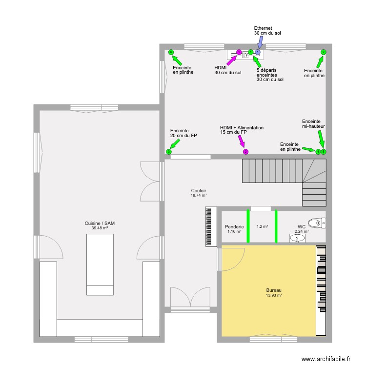 RDC Enceintes Salon. Plan de 0 pièce et 0 m2