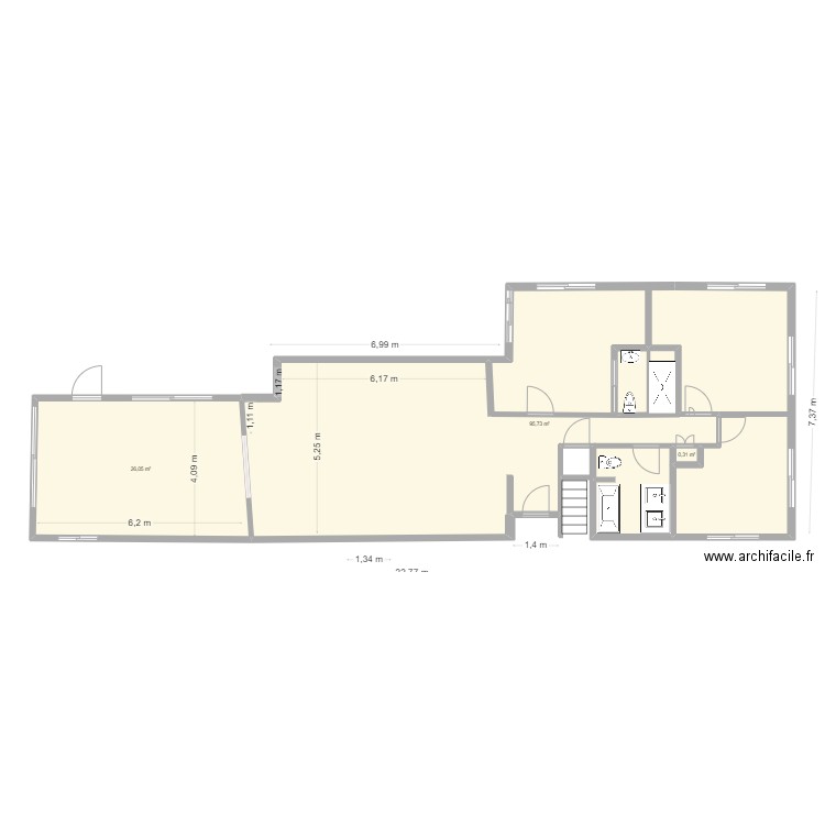 algoma final. Plan de 3 pièces et 122 m2