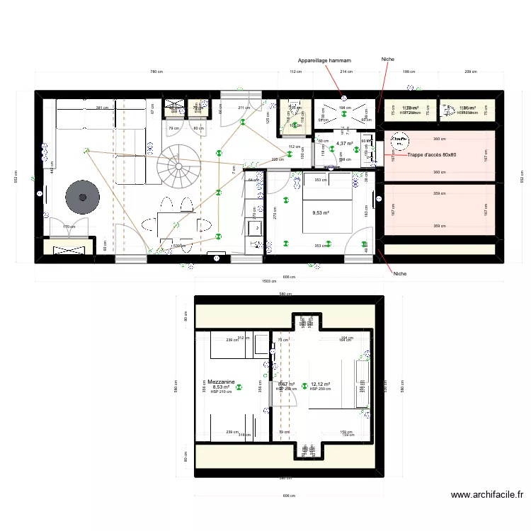 G&icirc;te Grand Caugy. Plan de 