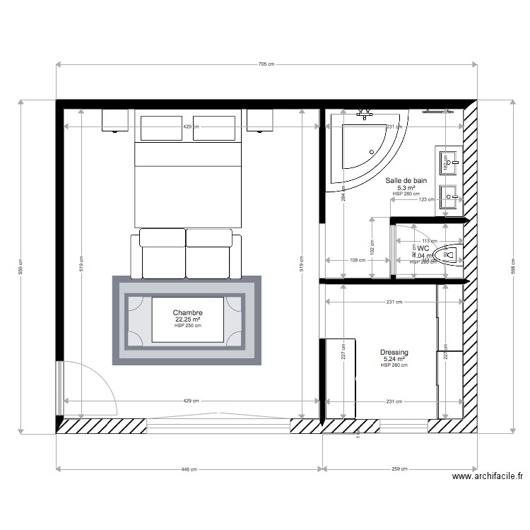 PLAN SUITE PARENTALE 3. Plan de 0 pièce et 0 m2