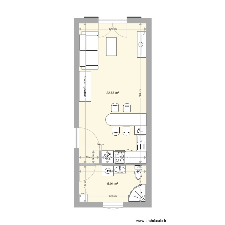 studio golf. Plan de 0 pièce et 0 m2