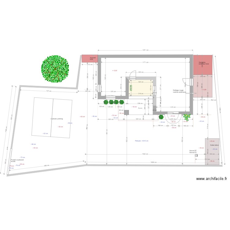 Six Fours les Plages  aménagement extérieur relevé. Plan de 0 pièce et 0 m2