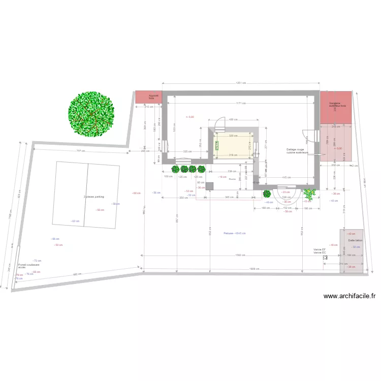 Six Fours les Plages  am&eacute;nagement ext&eacute;rieur relev&eacute;. Plan de 