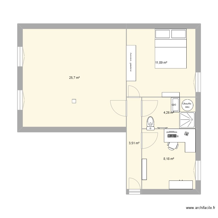 Appartement. Plan de 5 pièces et 54 m2