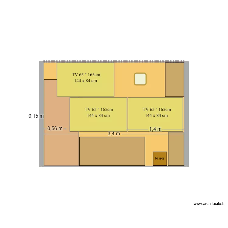 3 écrans 3 x 65 B. Plan de 3 écrans 3 x 65 B. Plan de