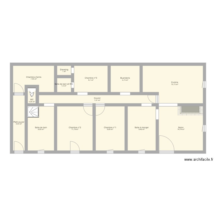 BEDENAC. Plan de 14 pièces et 106 m2