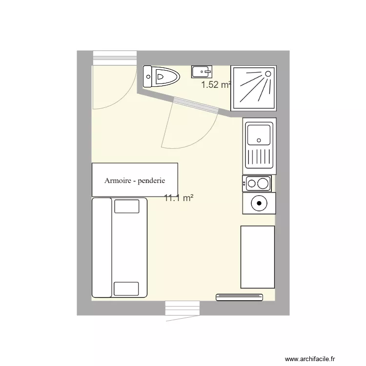 Studio dernier etage. Plan de 