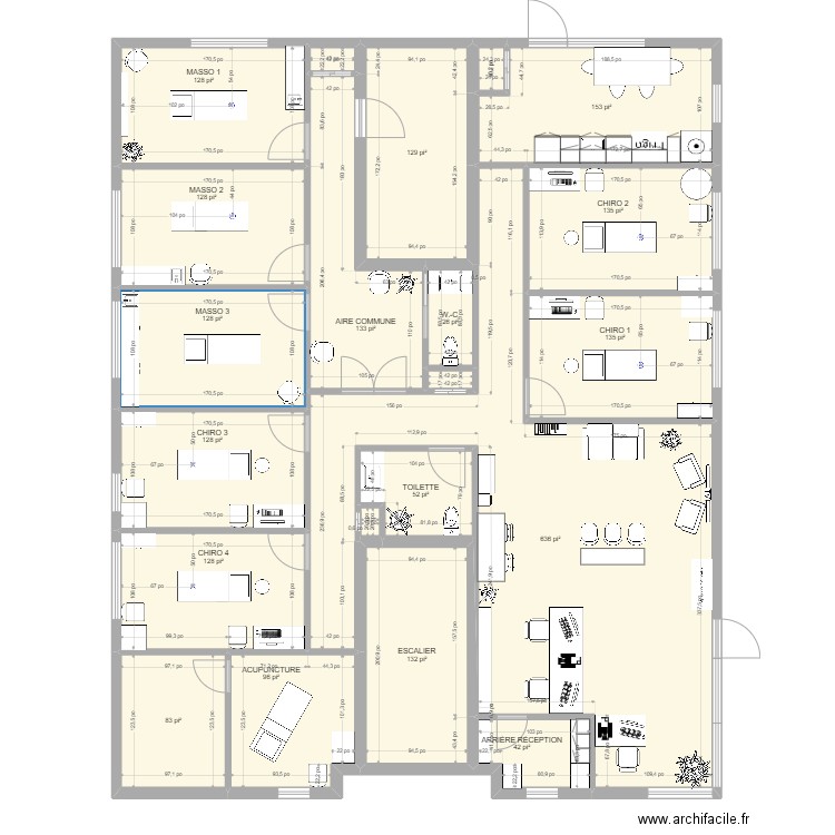 Nouvelle clinique 20 septembre 2022. Plan de 21 pièces et 224 m2