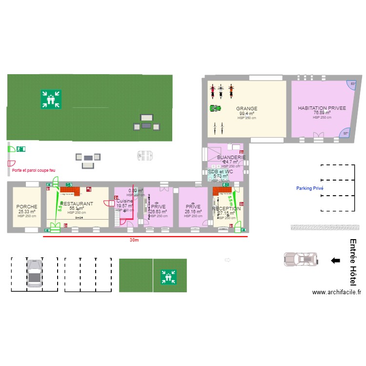 plan général la comte RDC pompier. Plan de 0 pièce et 0 m2