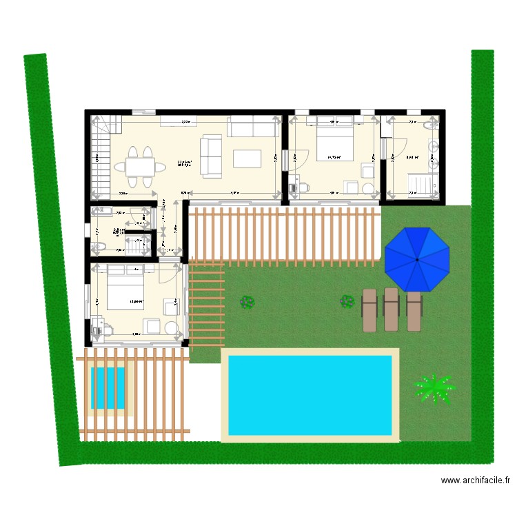 farihy 3. Plan de 8 pièces et 134 m2